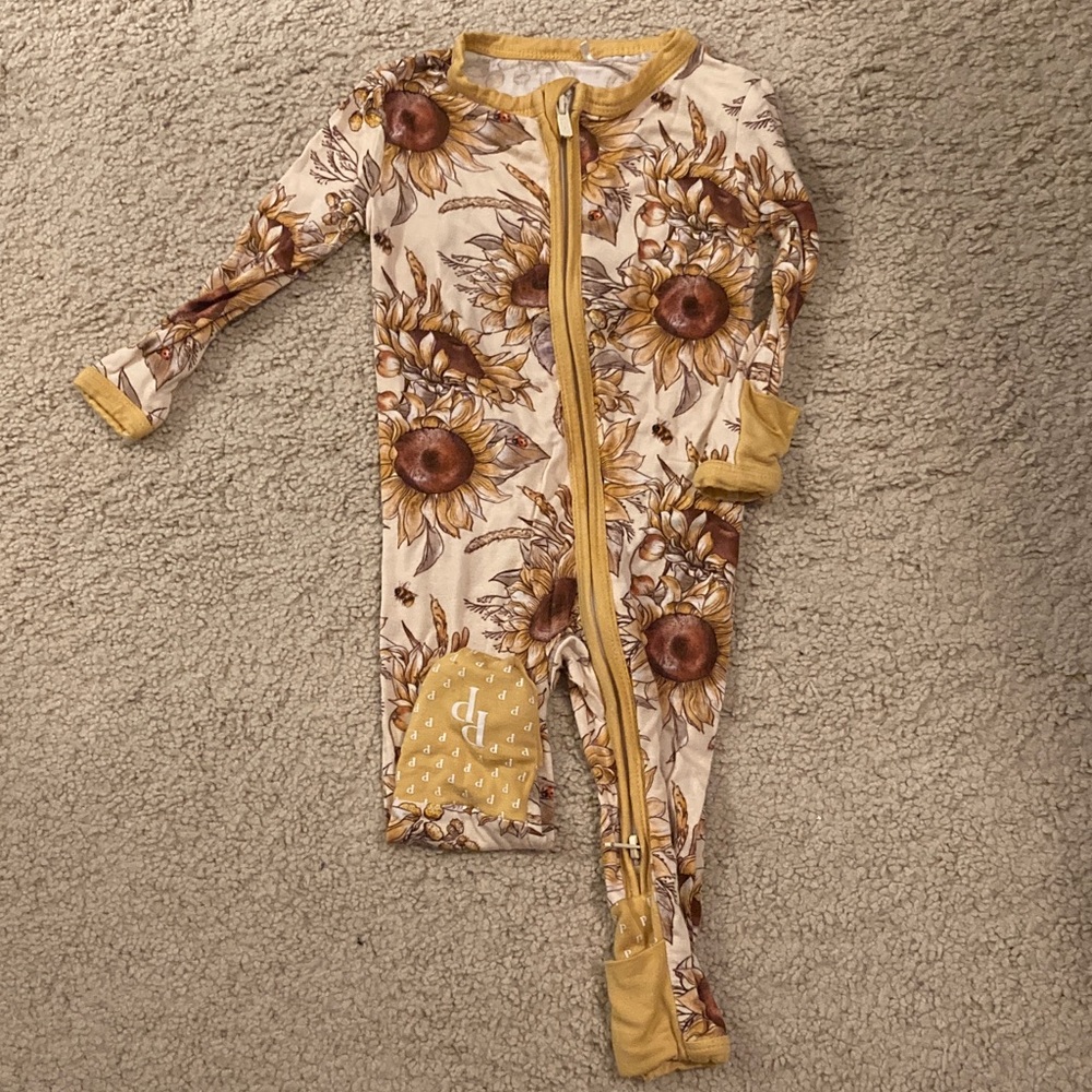 Posh Peanut Sunflower Print Baby Onesie